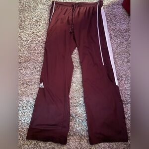 Adidas Men’s Burgundy Joggers with White Stripes